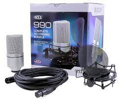 MXL 990 condenser microphone bundle with integrated pop filter/shockmount kit and xlr cable